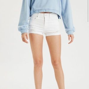 White distressed AEO high waist shorts